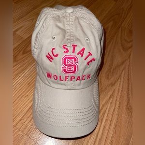 NC State Wolfpack NCAA NCSU Women Cut Baseball Cap Hat Tan Hot Pink Adjustable